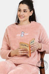 Zivame Fancy Fur Knit Poly Winterwear Sweatshirt - Dusty Pink — thumbnail 1
